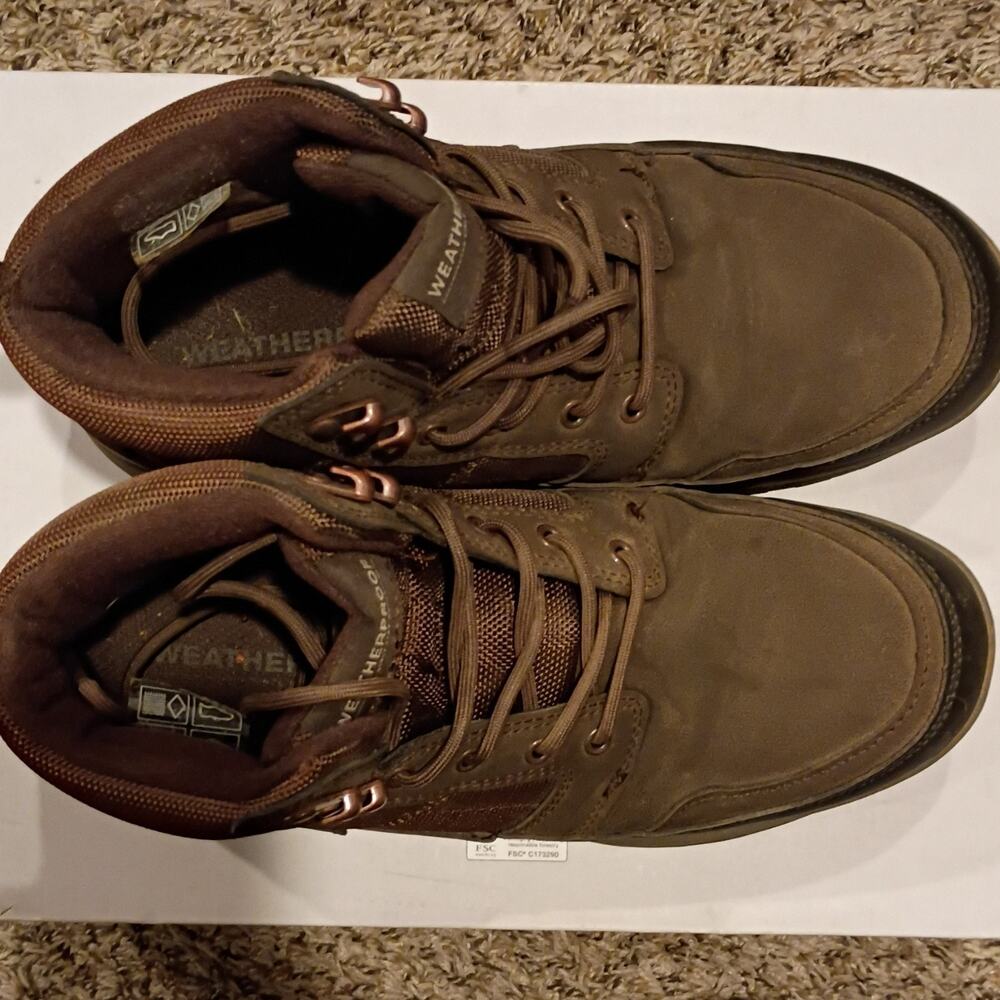 Weatherproof Men's Brown Ankle Boots Synthetic Lace-Up Round Toe Size 8 M